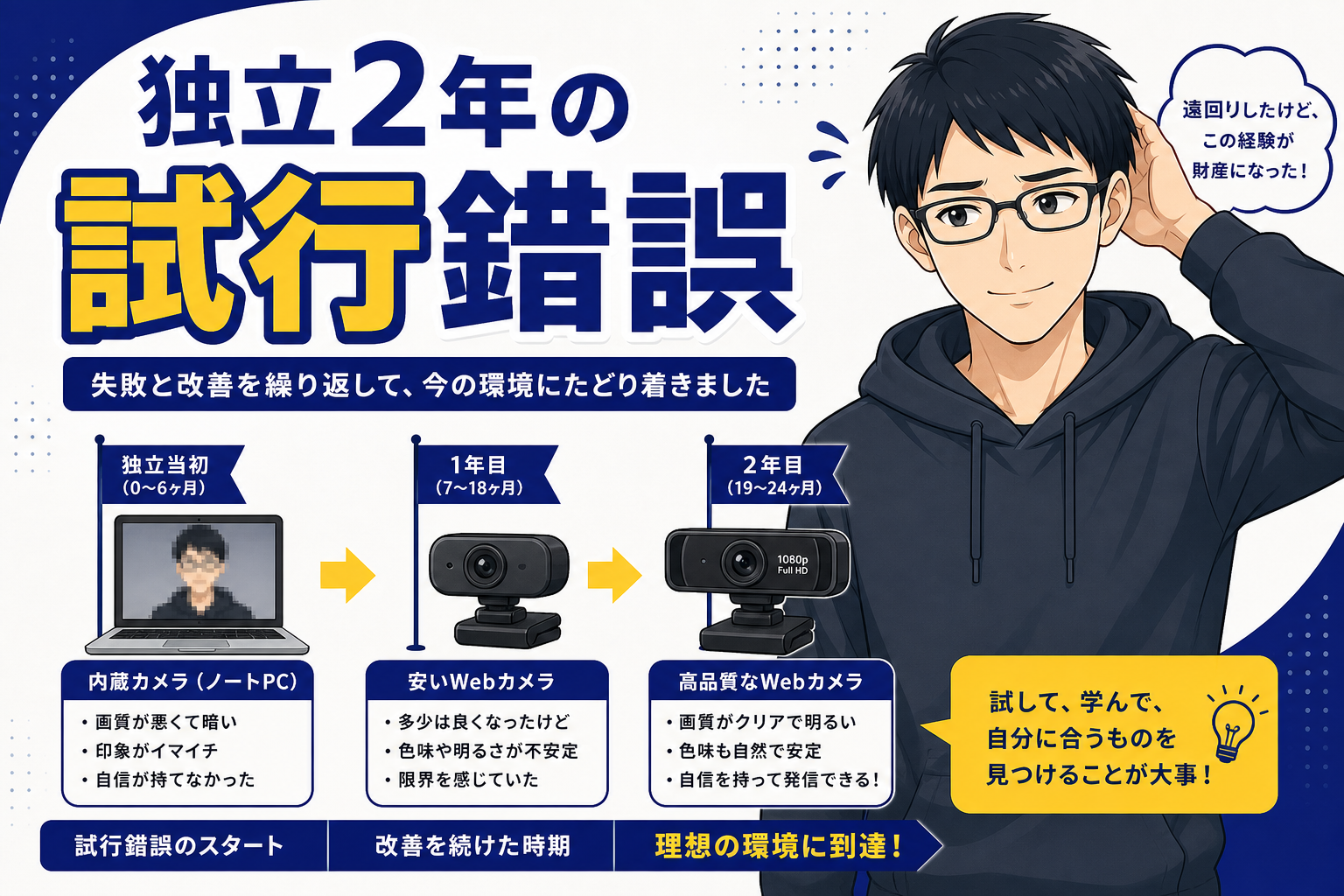 WEBカメラ選びの独立2年の試行錯誤を振り返るケン