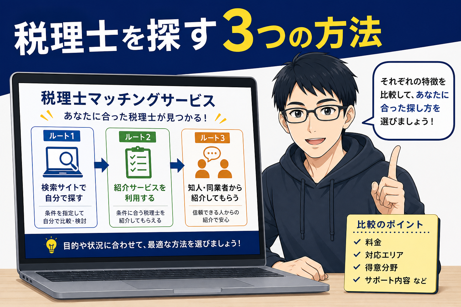 税理士を探す3つの方法を紹介するケン
