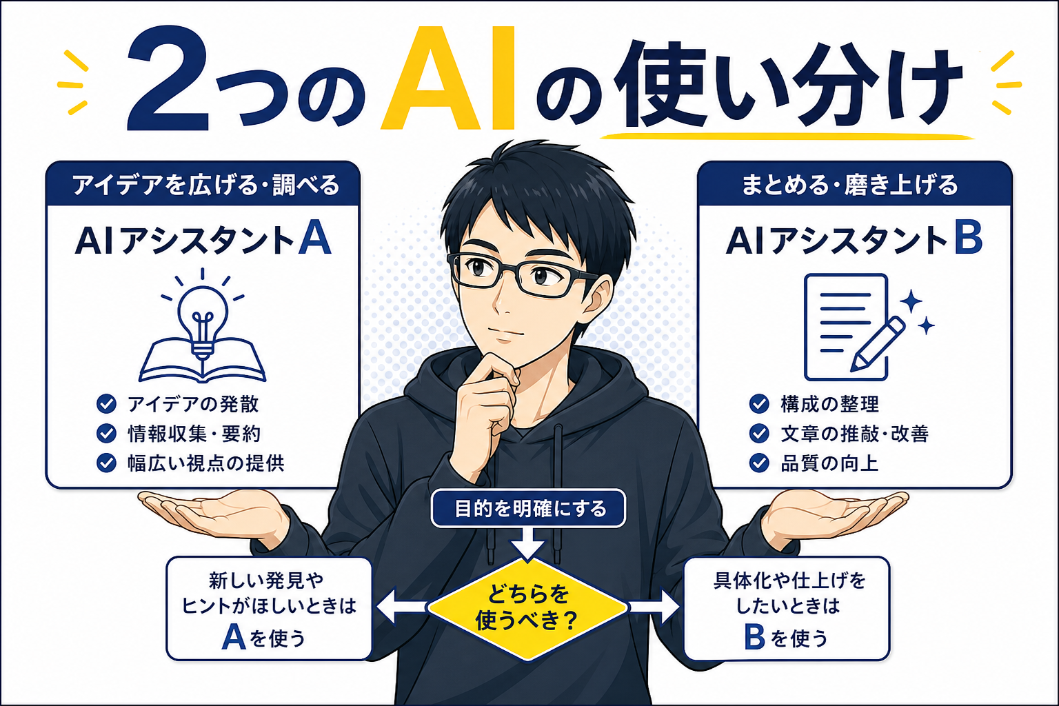 2つのAIの使い分けを考えるケン
