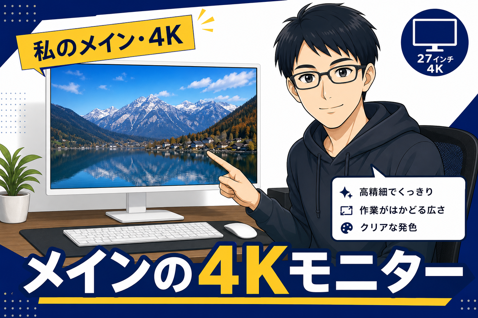 メインで使う4Kモニターを紹介するケン