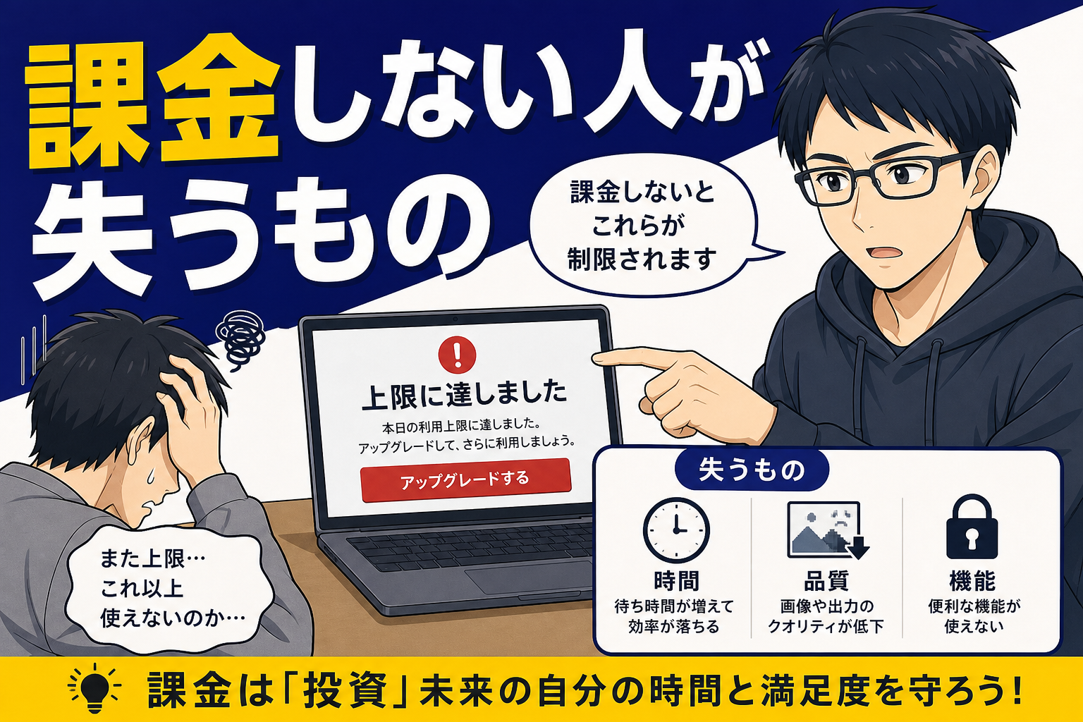 課金しない人が失うものを警告するケン