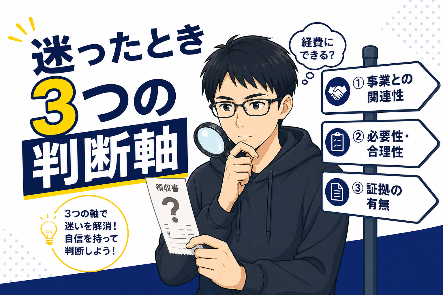 経費か迷ったとき3つの判断軸を説明するケン