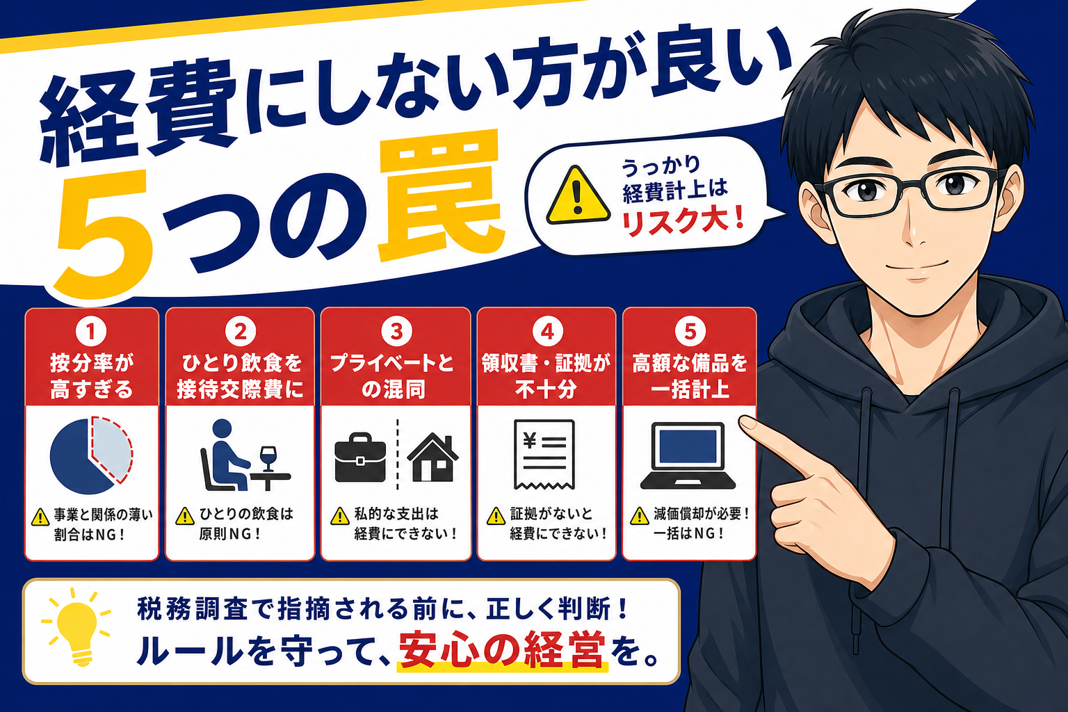経費にしない方が良い5つの罠を警告するケン