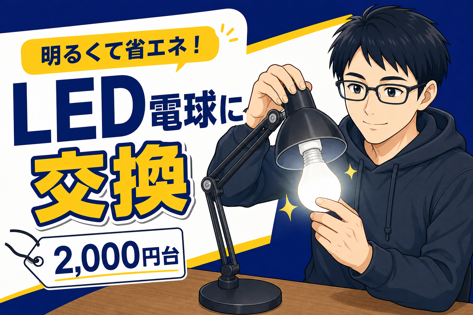 LED電球昼白色に交換するシーン