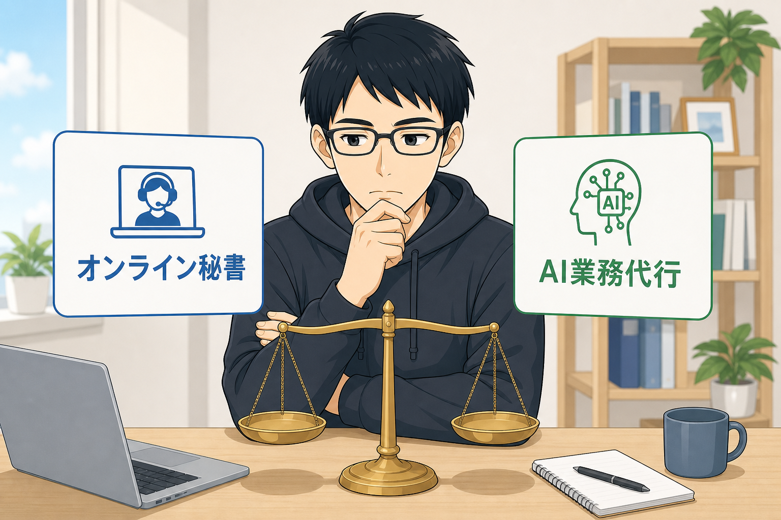オンライン秘書とAI業務代行を比較検討するケン