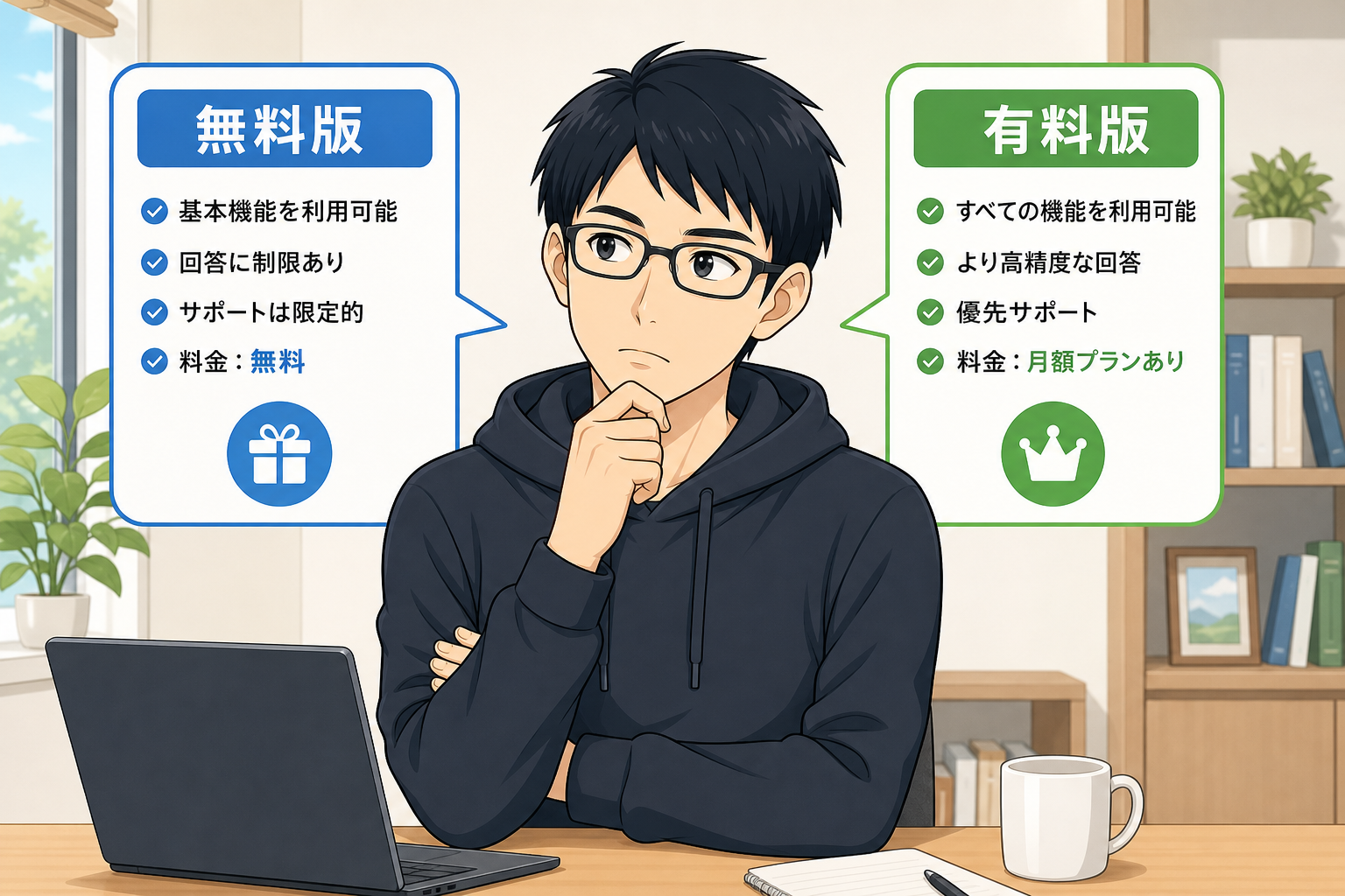 AIサービスの無料版と有料版どちらに課金するか判断するケン