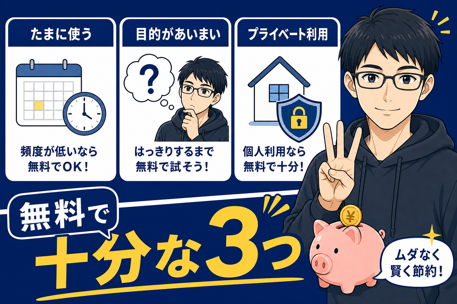 無料版で十分な3パターンを説明するケン