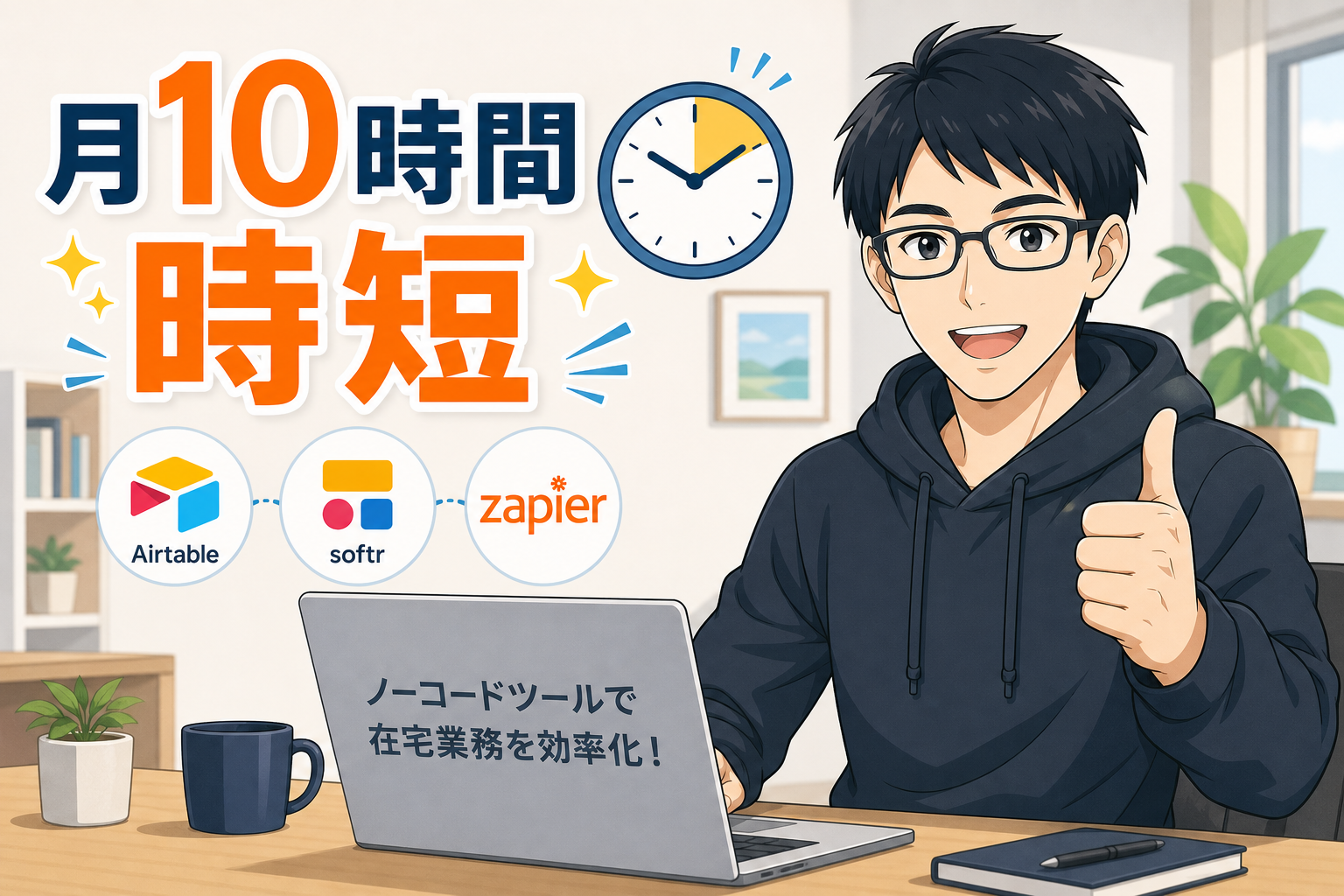 ノーコードツールで月10時間の時短を実現して喜ぶケン