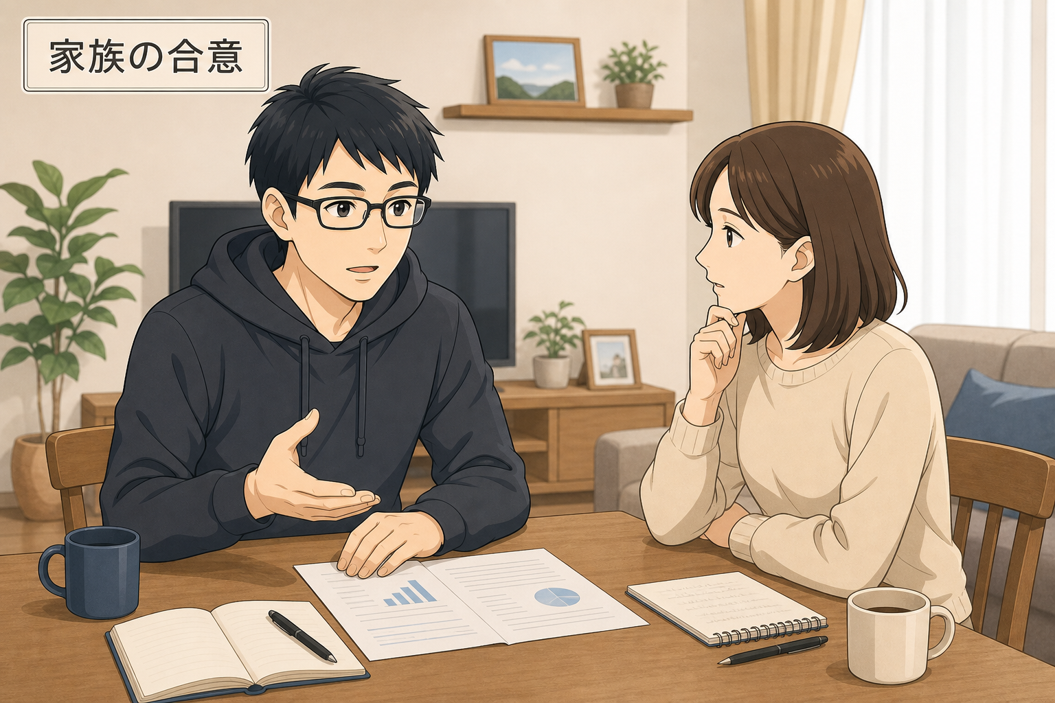 独立について配偶者と真剣に話し合うケン