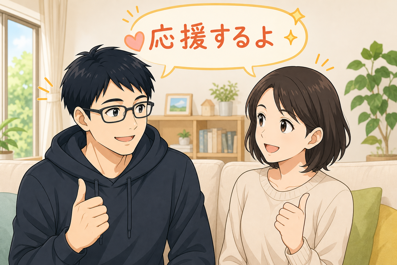 独立の合意ができて笑顔でうなずき合う夫婦