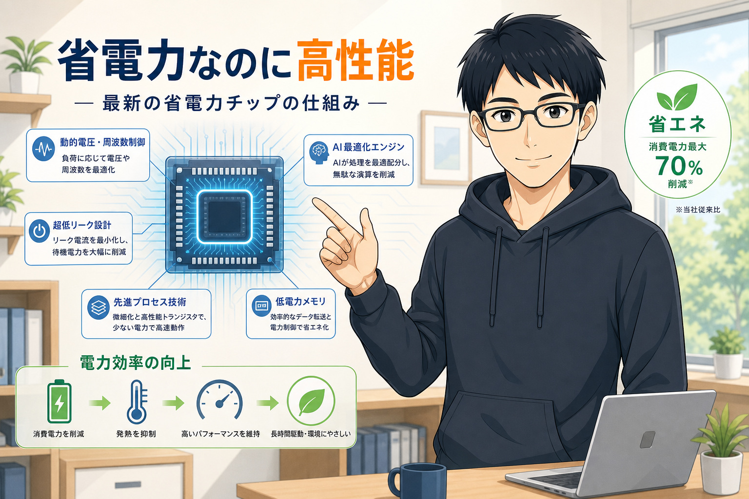 省電力なのに高性能なApple Siliconチップの仕組みを説明するケン