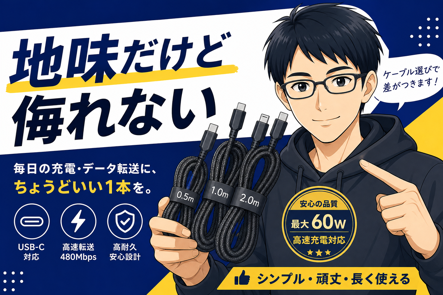 地味だけど侮れないUSB-Cケーブル類