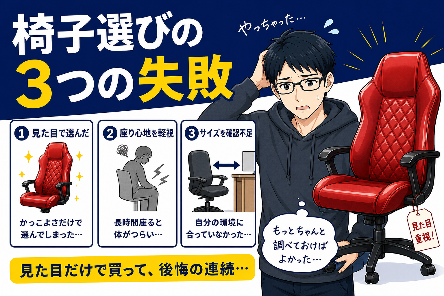 椅子選びでやってしまった3つの失敗を語るケン