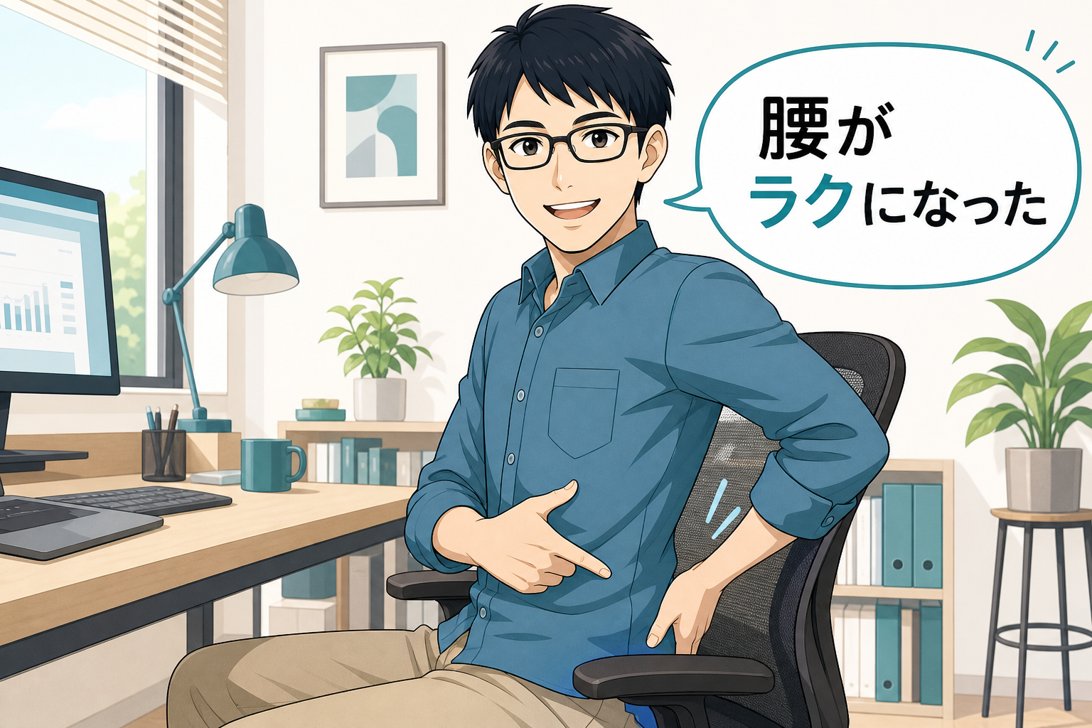 オフィスチェアで腰がラクになったケン