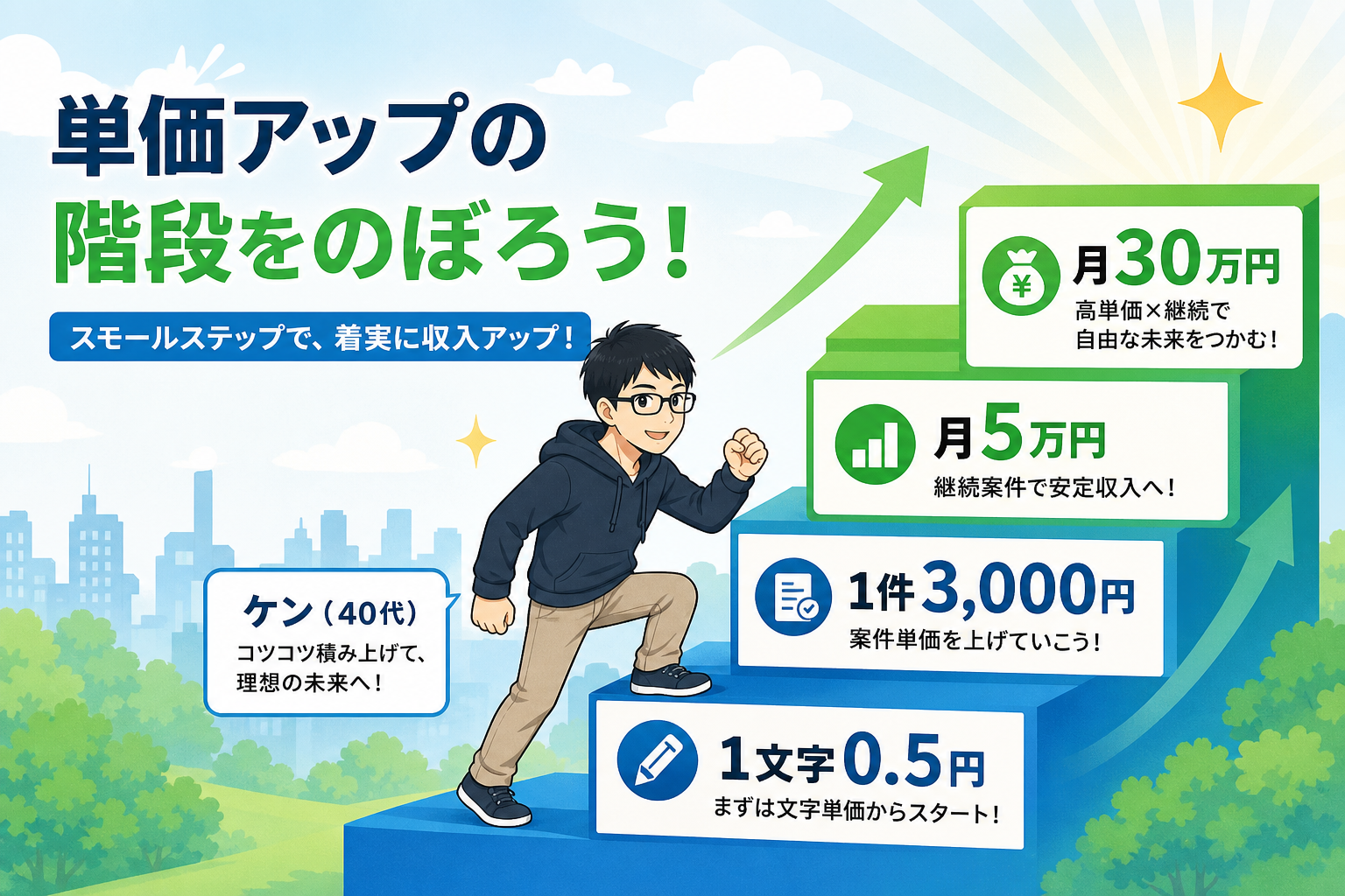 単価アップの階段をのぼるケン