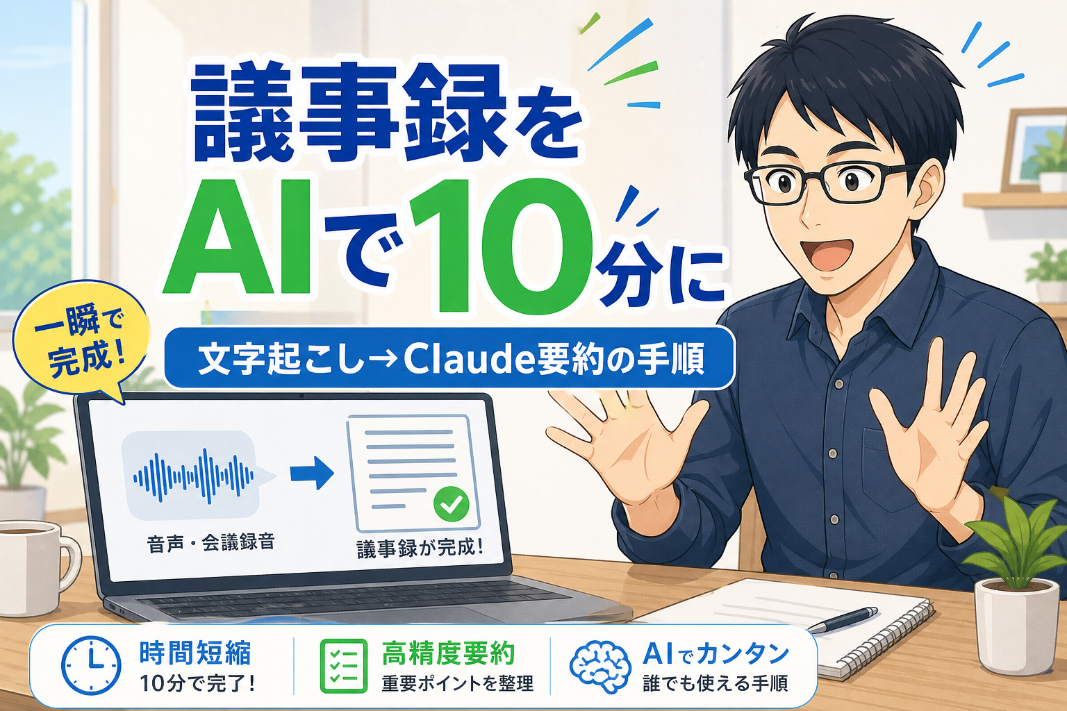 議事録をAIで10分に アイキャッチ